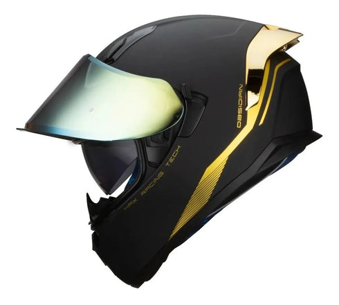 Casco Integral Para Moto Hax Obsidian Solid Negro/ Oro Mate